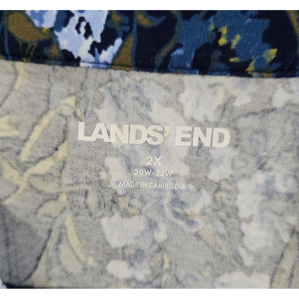 Lands End Womens 2X Blue Floral Tencel Modal Henley Long Sleeve Blouse Top NWT - Picture 14 of 16